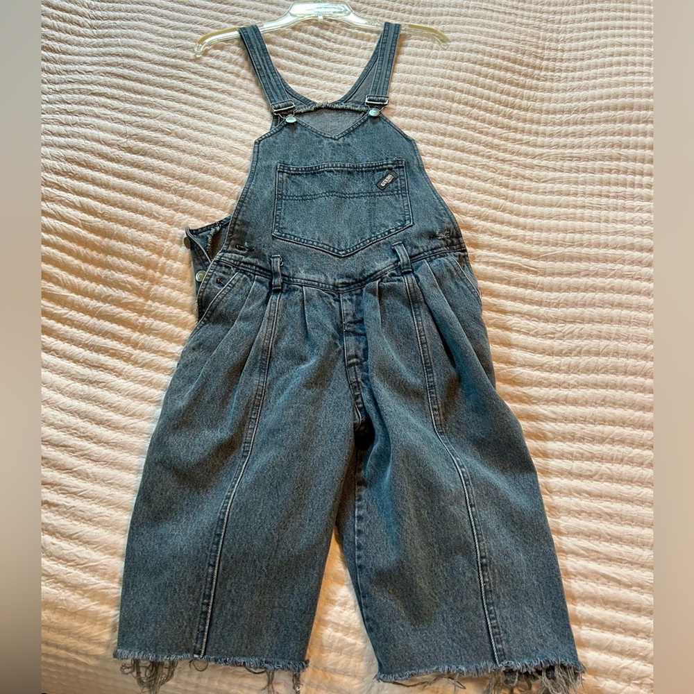GUESS Black Denim Above the Knee Overalls